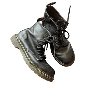 Dr Martens Black Lace Up Boots with Zippers, size 34 EU